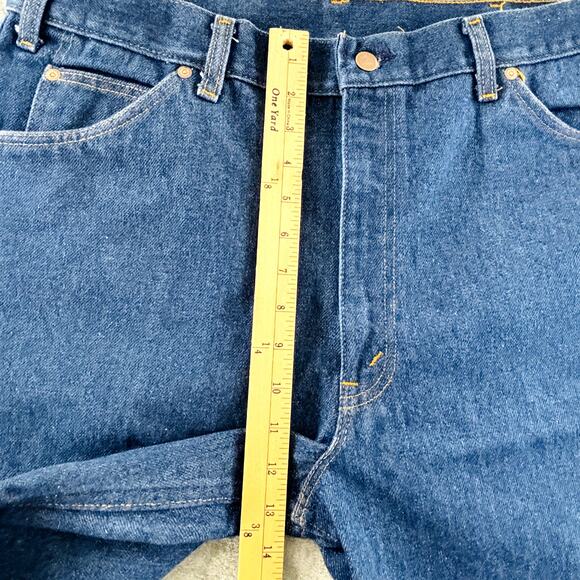 Vintage Mens‎ 38x25 Old Home Bakery Nice Buns Jeans Dark Wash Straight Hemmed - Picture 5 of 8